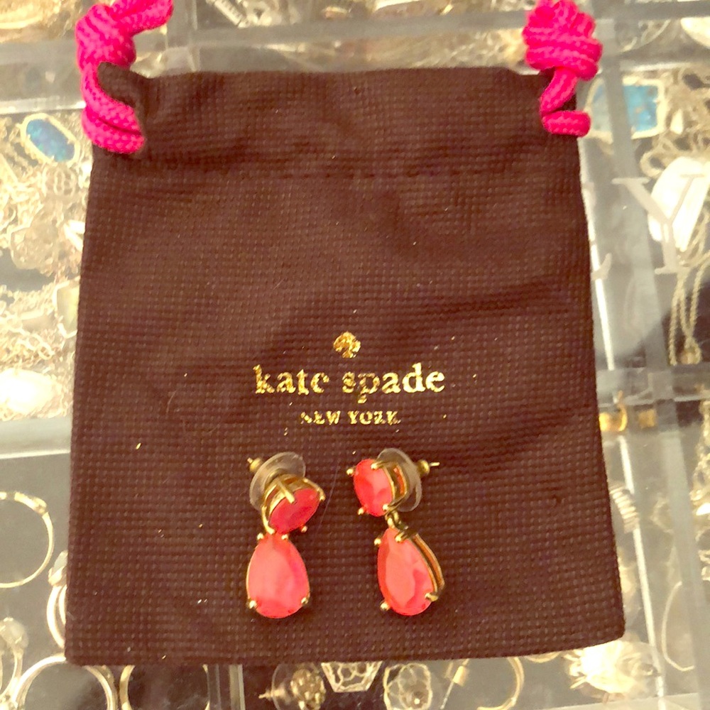 Kate Spade drop earrings in hot pink and gold